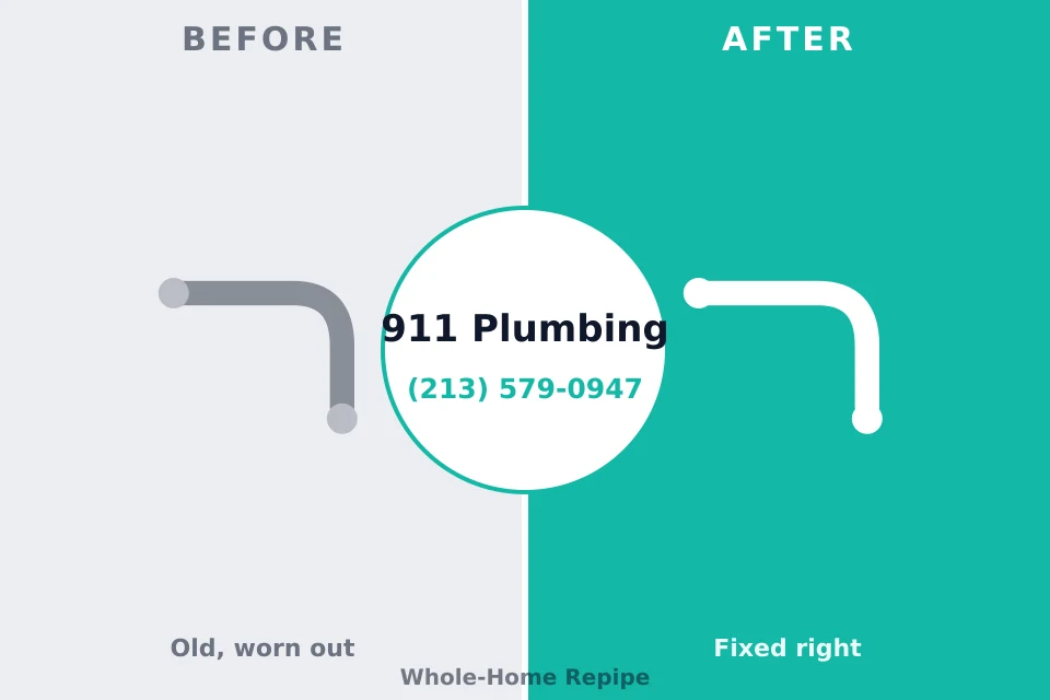 Before and after: plumbing repair Emporium, PA